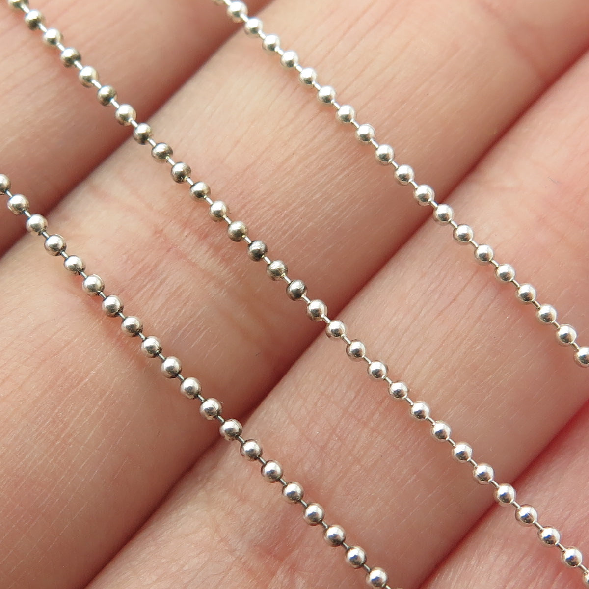 925 Sterling Silver Ball Beaded Chain Necklace 16"