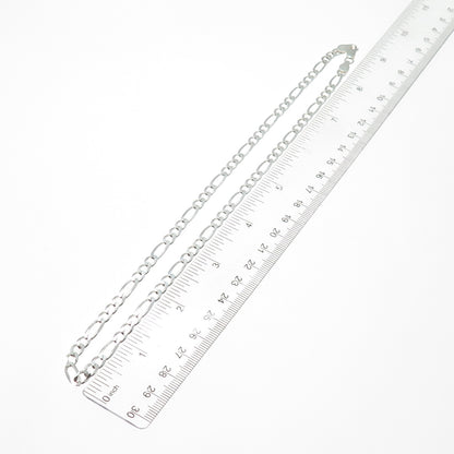 925 Sterling Silver Vintage Italy Figaro Chain Necklace 18"
