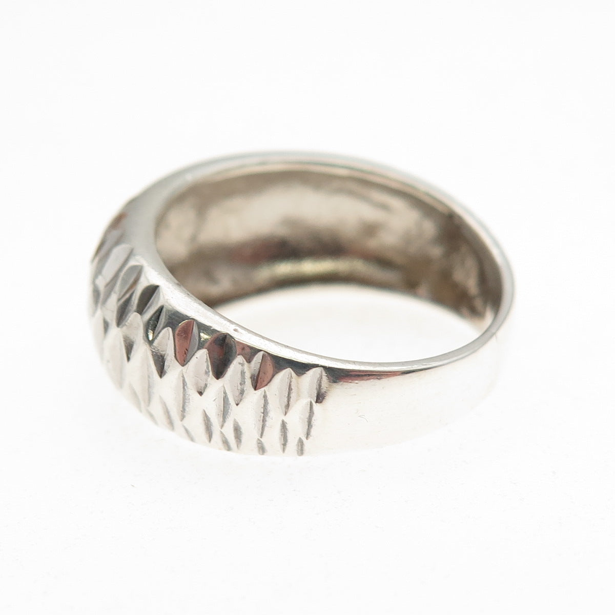 Chapal Zenray 925 Sterling Silver Diamond-Cut Dome Ring Size 7.25
