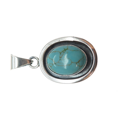 925 Sterling Silver Vintage Mexico Real Tyrone Turquoise Charm Pendant