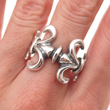 925 Sterling Silver Vintage Fleur de Lis Oxidized Ring Size 11.5