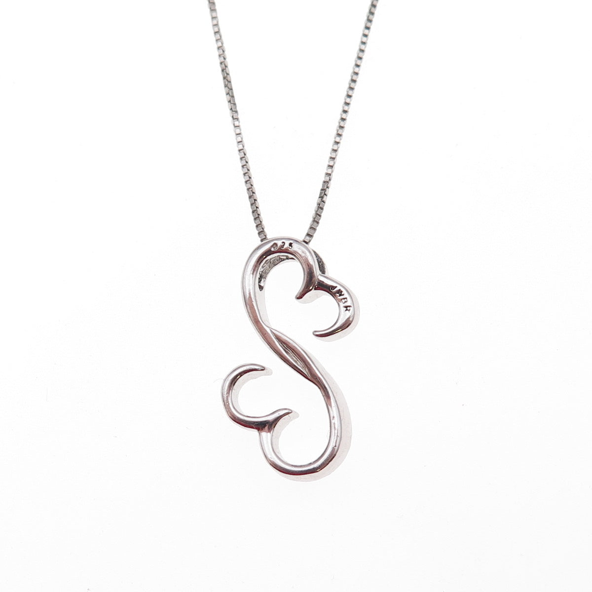 Jane Seymour 925 Sterling Silver Real Diamond Open Heart Box Chain Necklace 18"