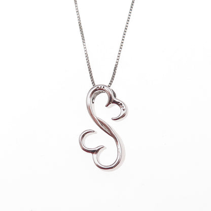 Jane Seymour 925 Sterling Silver Real Diamond Open Heart Box Chain Necklace 18"