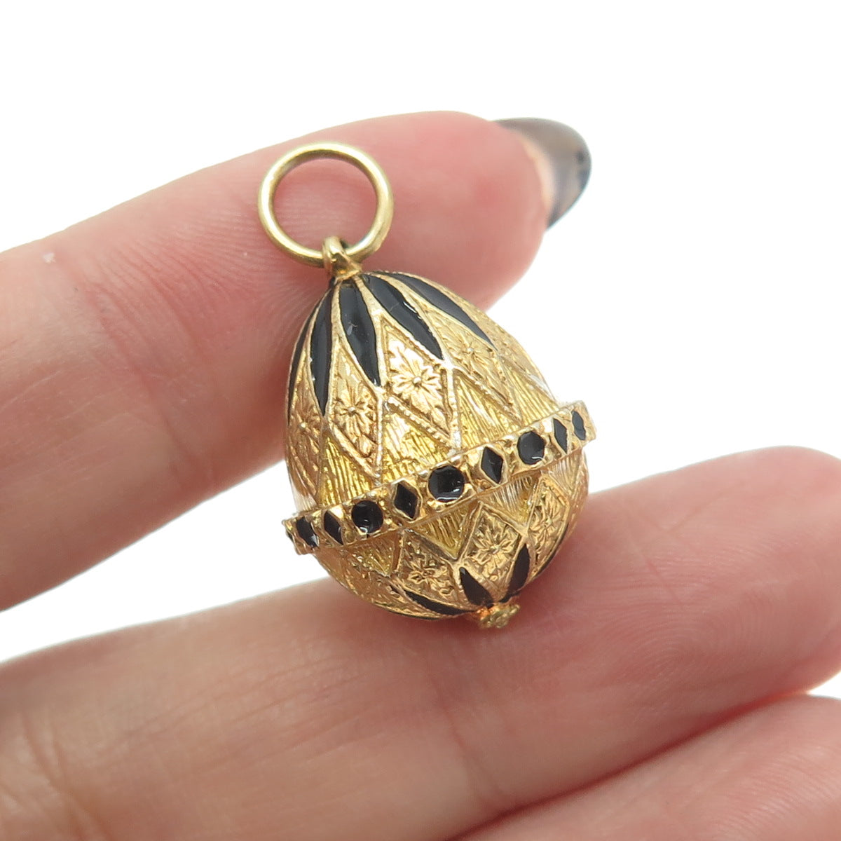 RAFKA Retired 925 Sterling Silver Vermeil Enamel Royal Easter Egg Charm Pendant