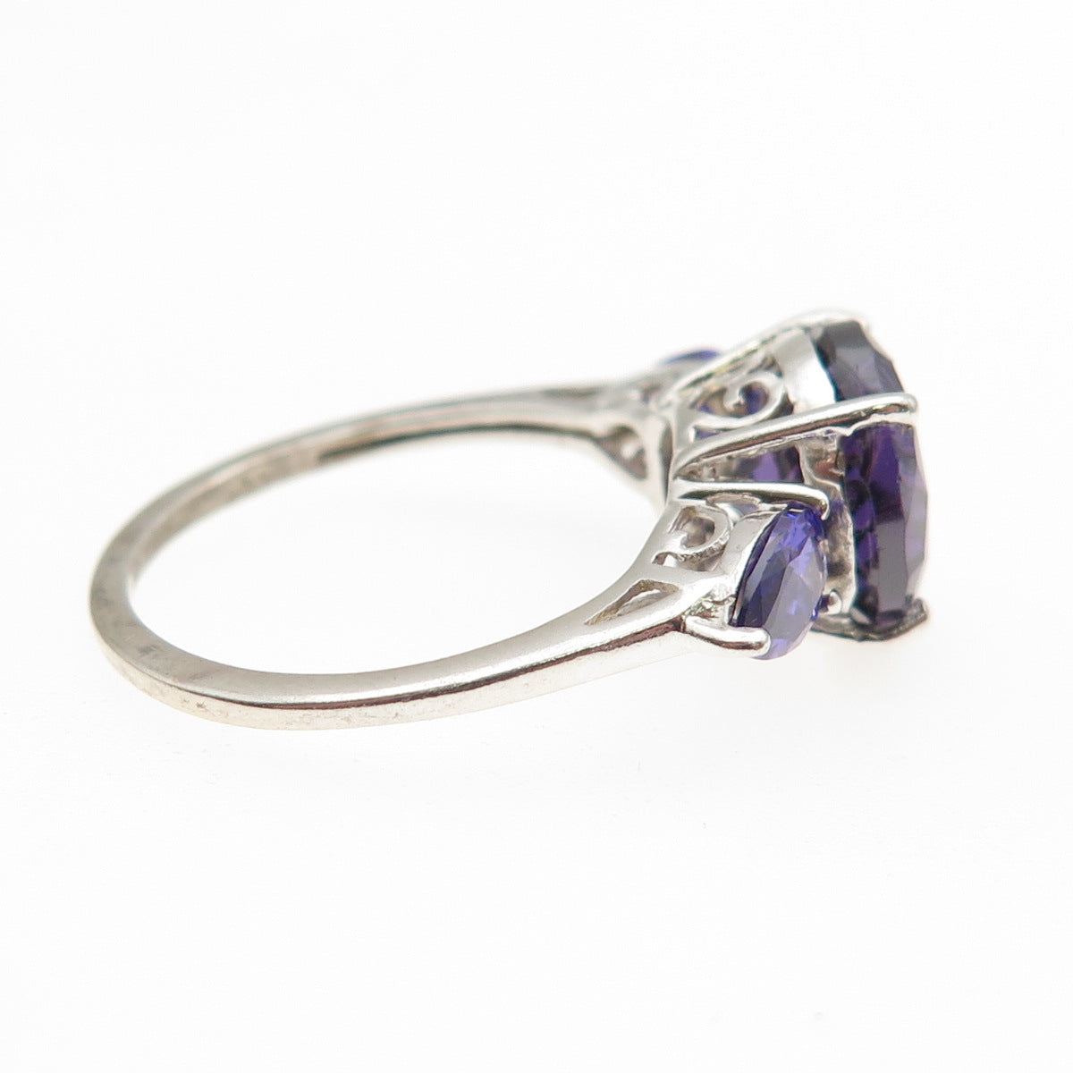 Chuck Clemency 925 Sterling Silver Vintage Real Amethyst Ring Size 6.75