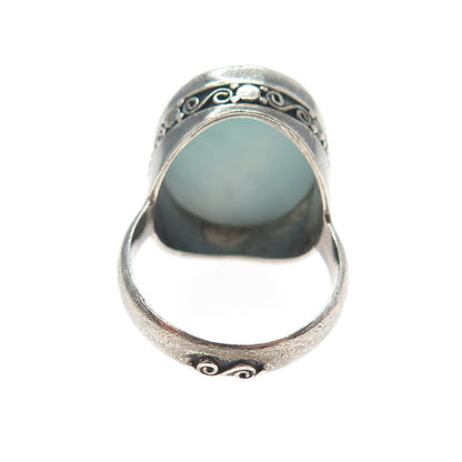 JGD JANICE GIRARDI 925 Sterling Silver Vintage Real Doubled MOP Ring Size 6.75