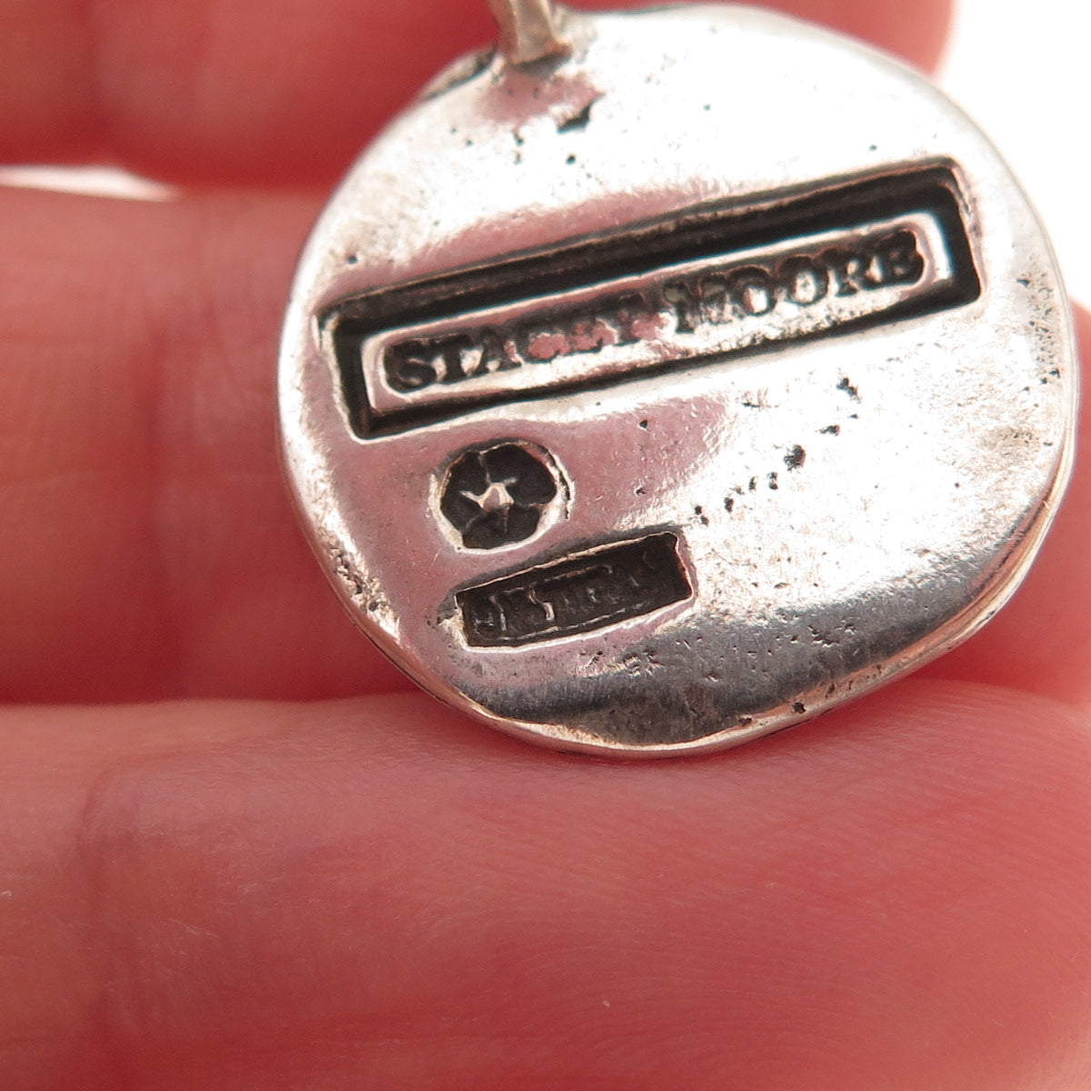 Stacey Moore 925 Sterling Silver Vintage Esprit Oxidized Charm Pendant