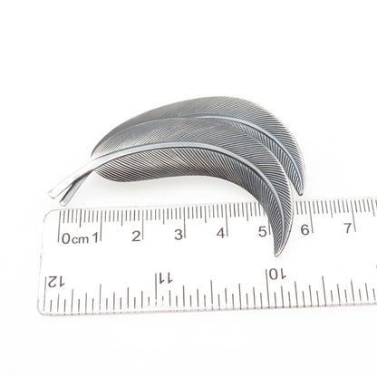 JEWELART 925 Sterling Silver Vintage Feather Oxidized Pin Brooch