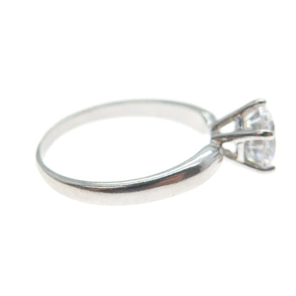 925 Sterling Silver Vintage European Round-Cut C Z Engagement Ring Size 6.25