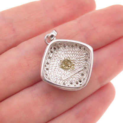 Han 925 Sterling Silver Real Abalone Shell & C Z Evil Eye Charm Pendant