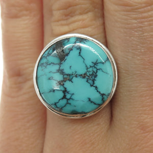 925 Sterling Silver Vintage Real Kingman Turquoise Gemstone Ring Size 6.25
