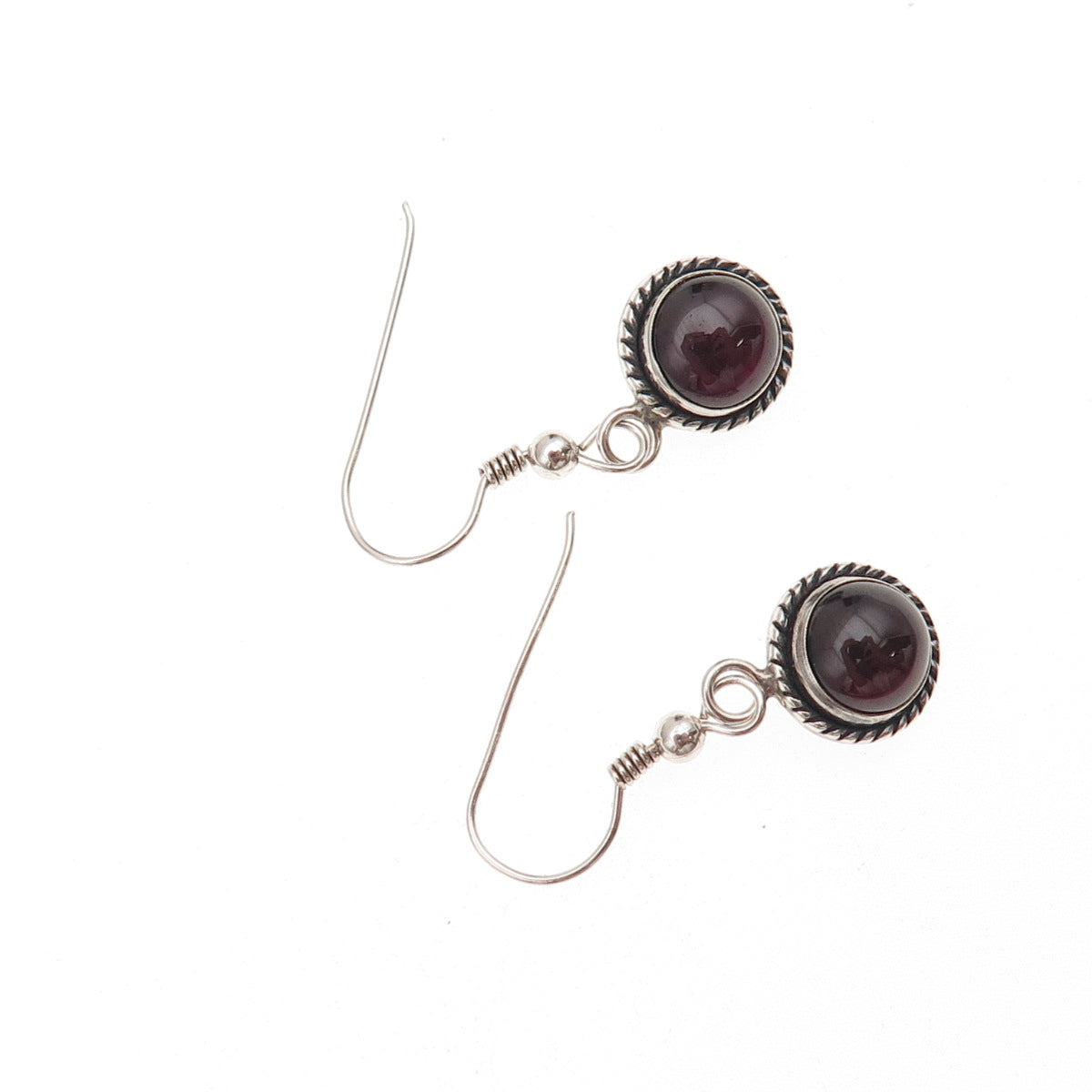 Quoc Turquoise 925 Sterling Silver Vintage Real Rhodolite Dangle Earrings