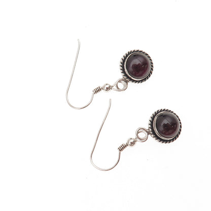 Quoc Turquoise 925 Sterling Silver Vintage Real Rhodolite Dangle Earrings