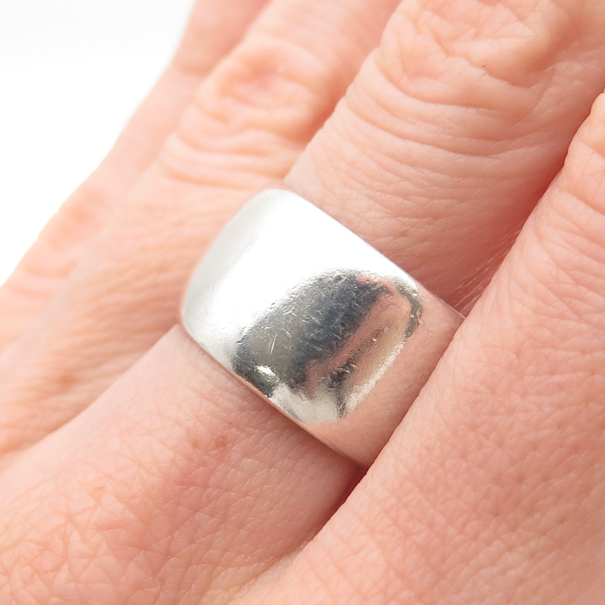 925 Sterling Silver Vintage Mexico Oxidized Wide Band Ring Size 8.25