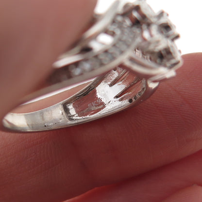 SK9 Allure Gems 925 Sterling Silver Real Diamond Floral Ring Size 7.25
