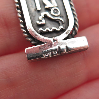 800 Silver Vintage Egyptian Pharaoh Cartouche Oxidized Charm Pendant