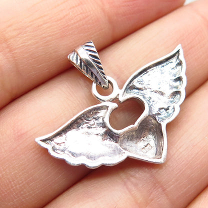 925 Sterling Silver Wings Heart Pendant