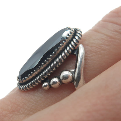 WHEELER MFG CO 925 Sterling Silver Vintage Hematite Gem Twisted Ring Size 6.5