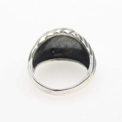 925 Sterling Silver Vintage Modernist Ribbed Oxidized Ring Size 5.5