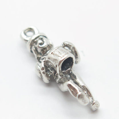 925 Sterling Silver Vintage Sun West Musician Drummer Charm Pendant