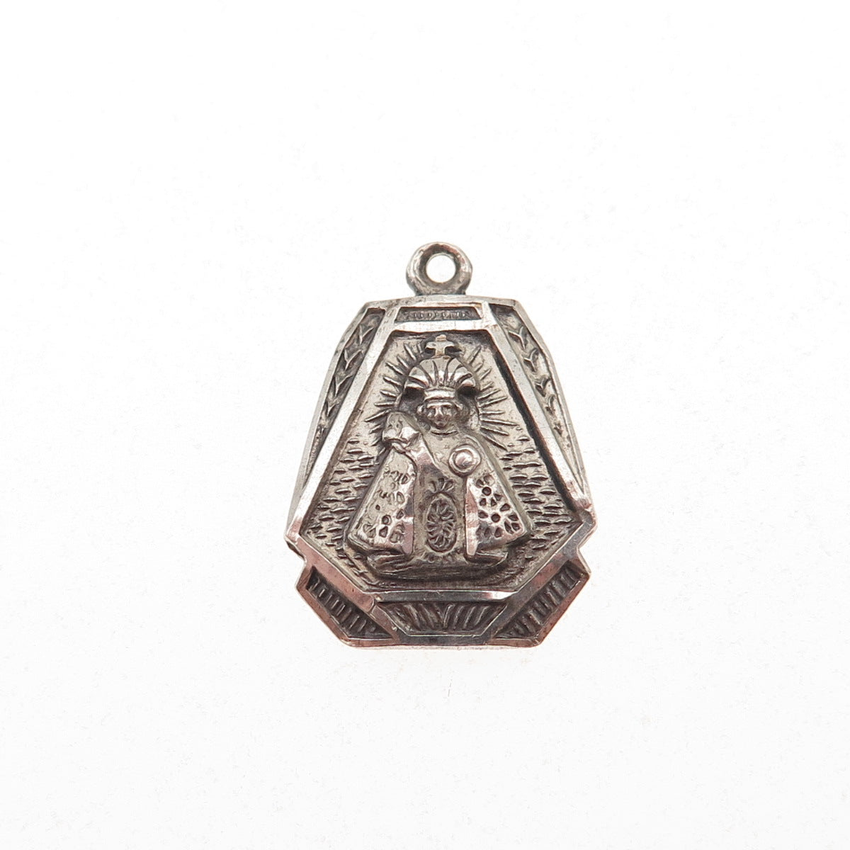Creed Sterling Silver Antique Art Deco Infant of Prague Oxidized Charm Pendant