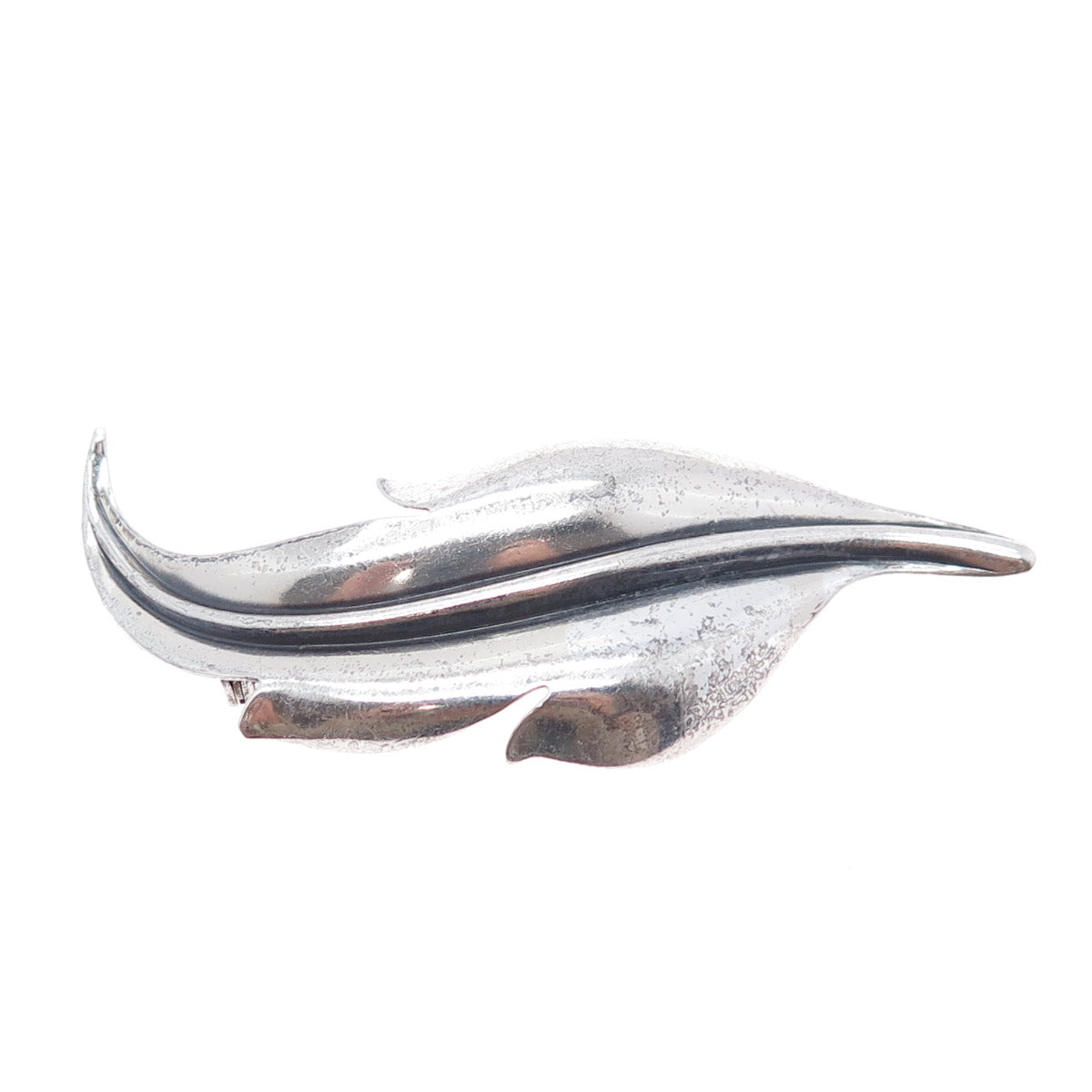 DANECRAFT 925 Sterling Silver Vintage Modernist Feather Oxidized Pin Brooch