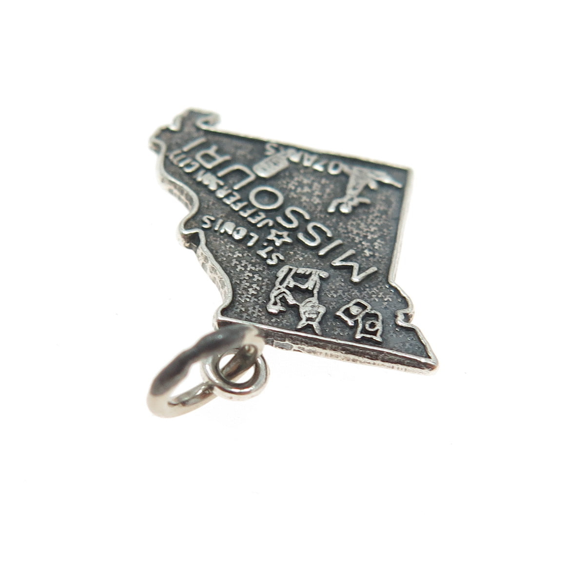 FRENCH & FRANKLIN 925 Sterling Silver Vintage Missouri State Map Charm Pendant