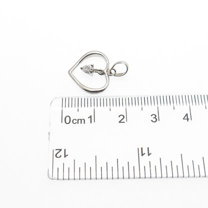 925 Sterling Silver Pear-Cut C Z Heart Minimalist Charm Pendant