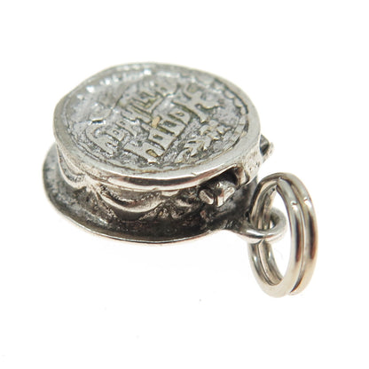 925 Sterling Silver Vintage "Happy Birthday" Cake Locket Charm Pendant