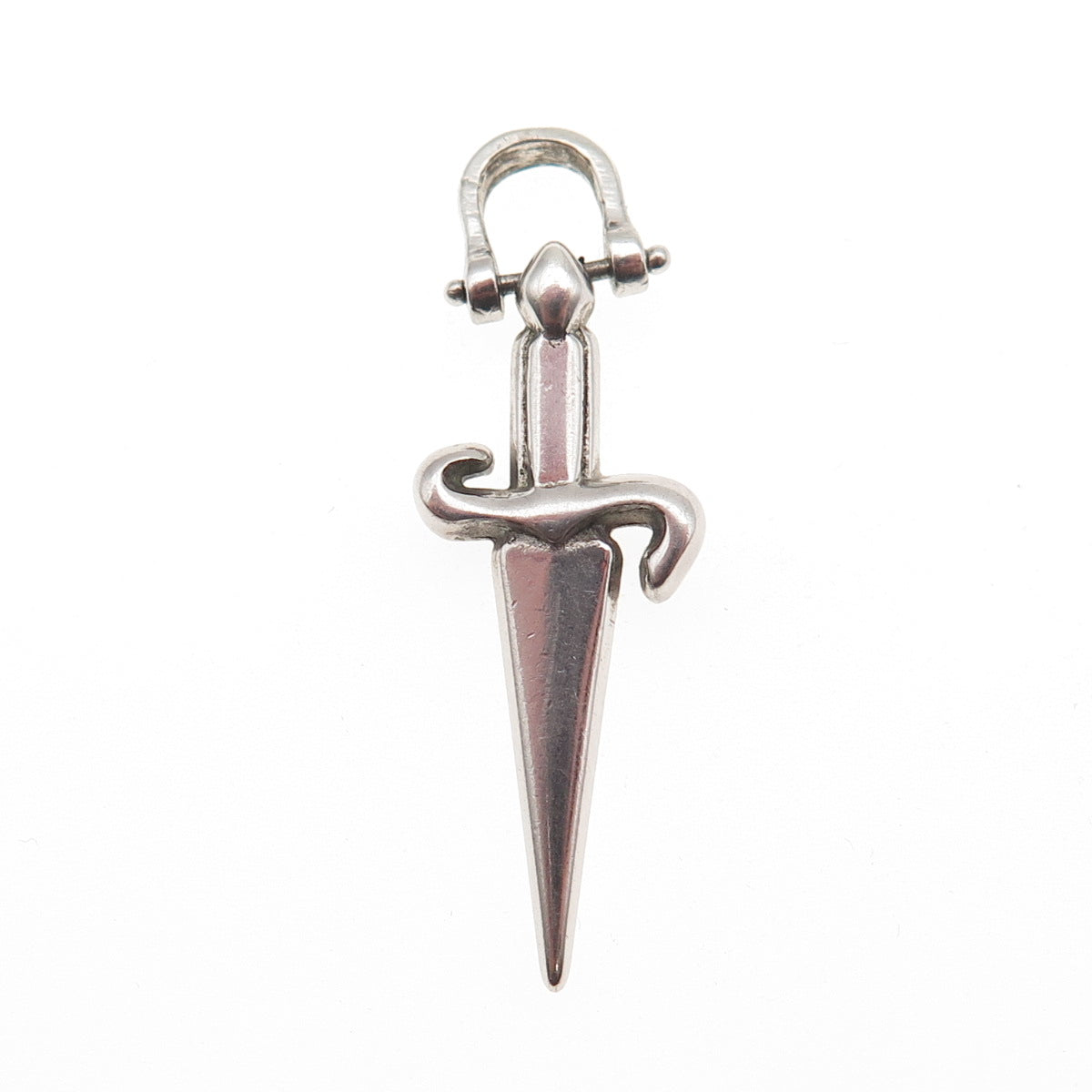 925 Sterling Silver Vintage Dagger Oxidized Charm Pendant