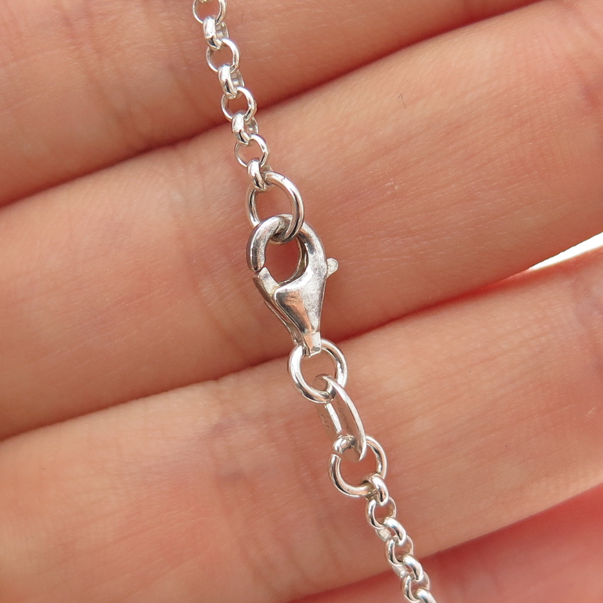 925 Sterling Silver Vintage Key & Heart Charm Rolo Link Anklet / Bracelet 9"