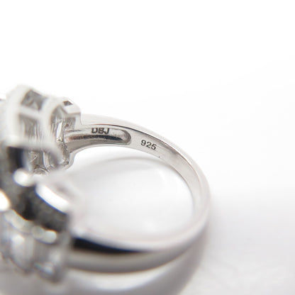 925 Sterling Silver Radiant-Cut C Z Wide Ring Size 5.75