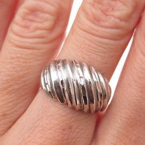 925 Sterling Silver Vintage Modernist Oxidized Dome Ring Size 7