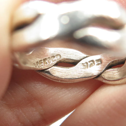 925 Sterling Silver Vintage Mexico Woven Band Ring Size 7.25