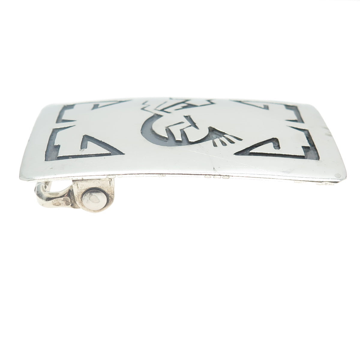 TED WADSWORTH Old Pawn 925 Sterling Silver Southwestern Kokopelli Belt Buckle