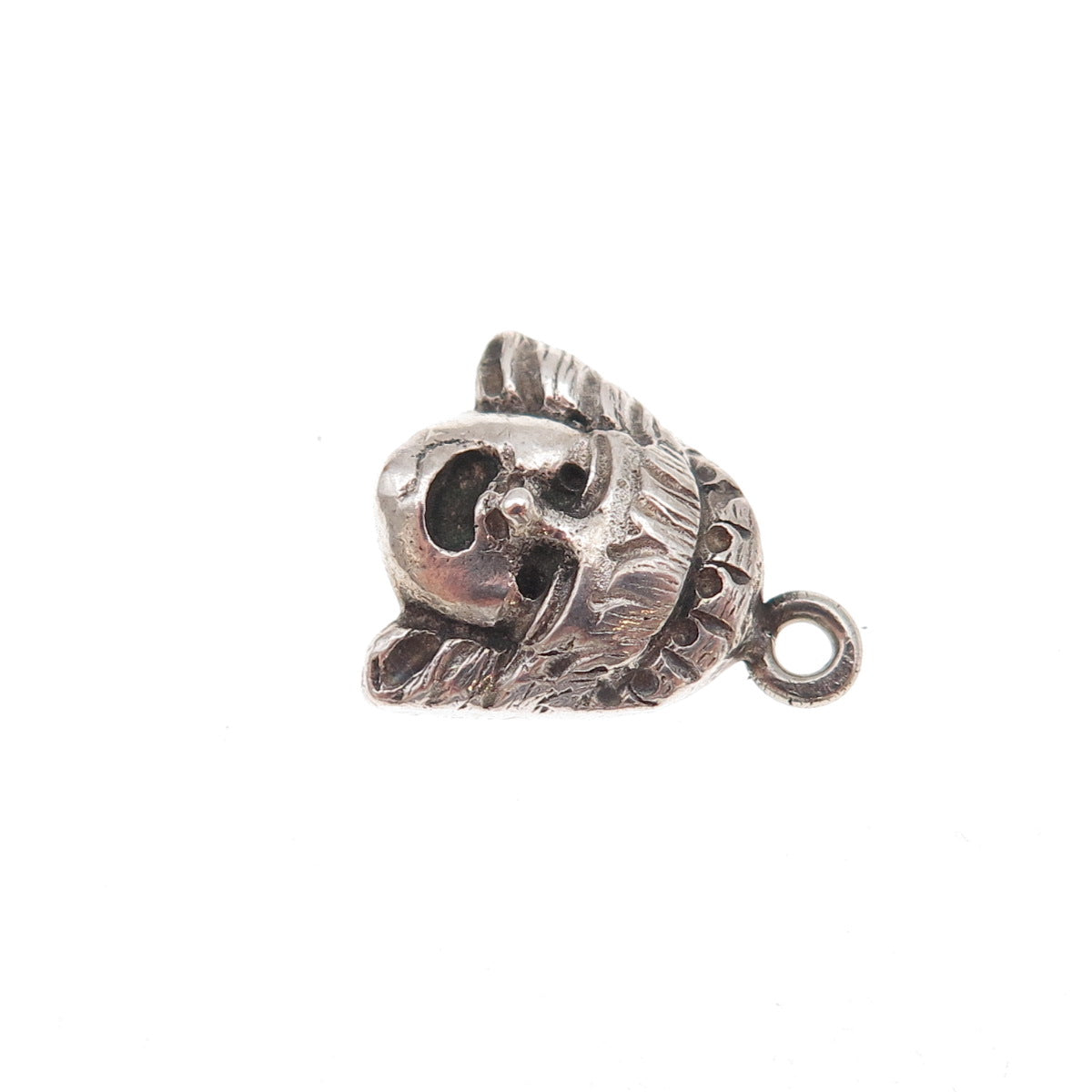 925 Sterling Silver Antique Art Deco Greek Tragedy Mask Oxidized Charm Pendant