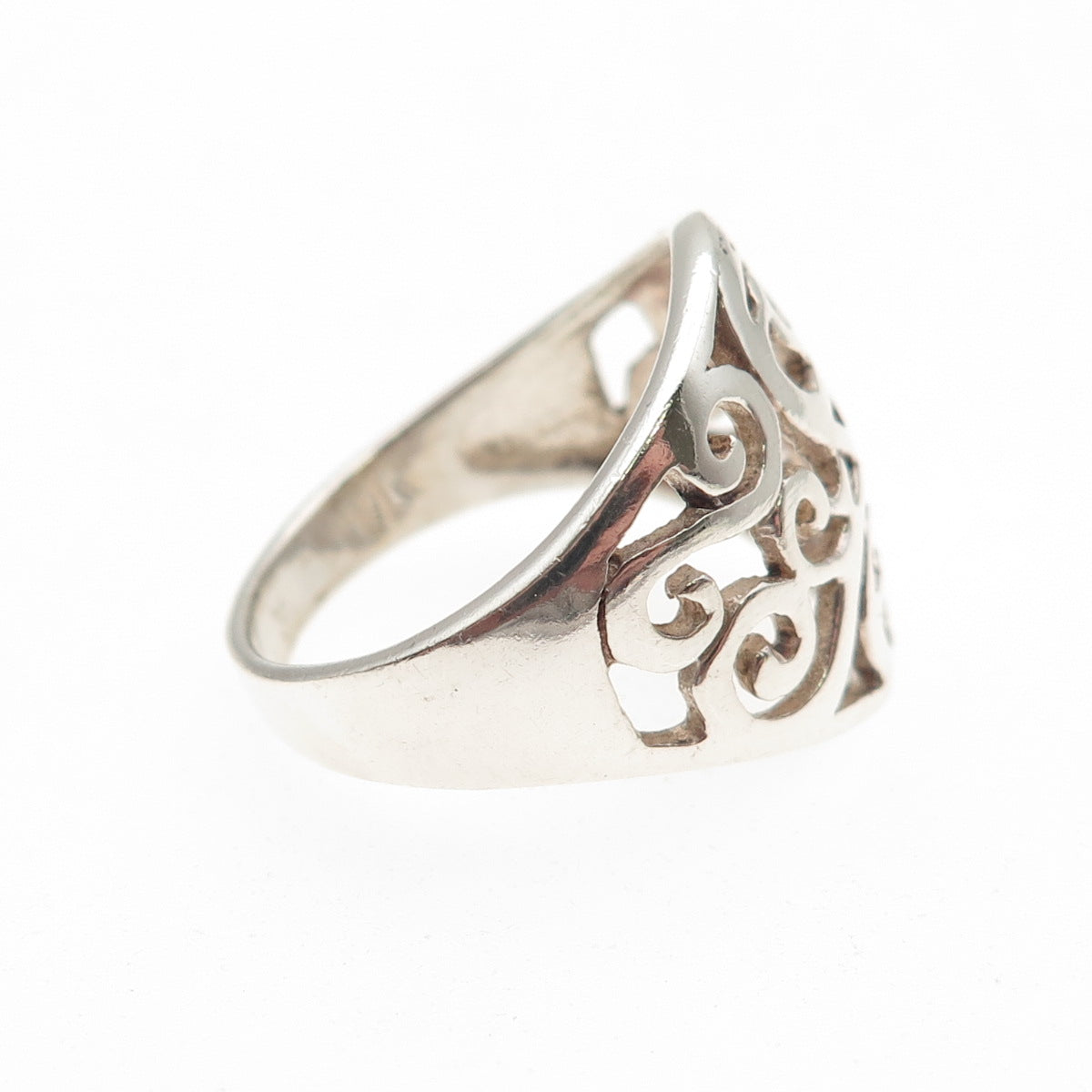 925 Sterling Silver Vintage Modernist Swirl Ring Size 7.75