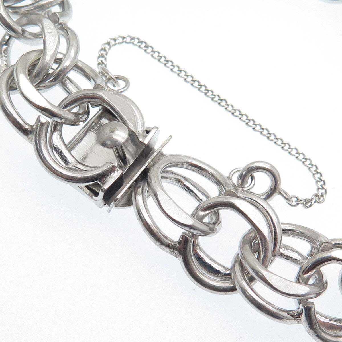 925 Sterling Silver Antique Art Deco Bismark Link Bracelet 7"