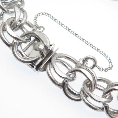 925 Sterling Silver Antique Art Deco Bismark Link Bracelet 7"