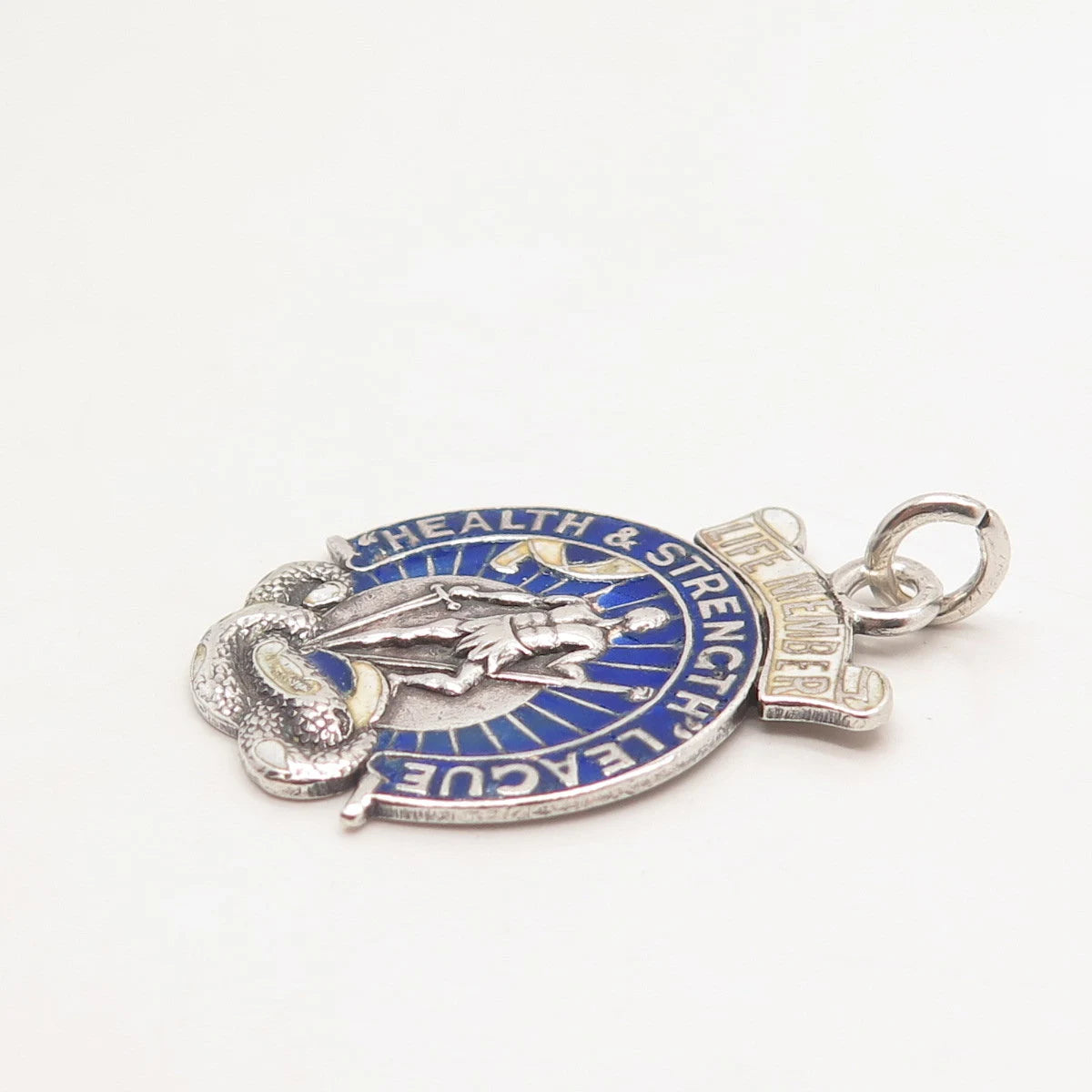 925 Sterling Silver Vintage London George Kenning & Son Enamel Charm Pendant