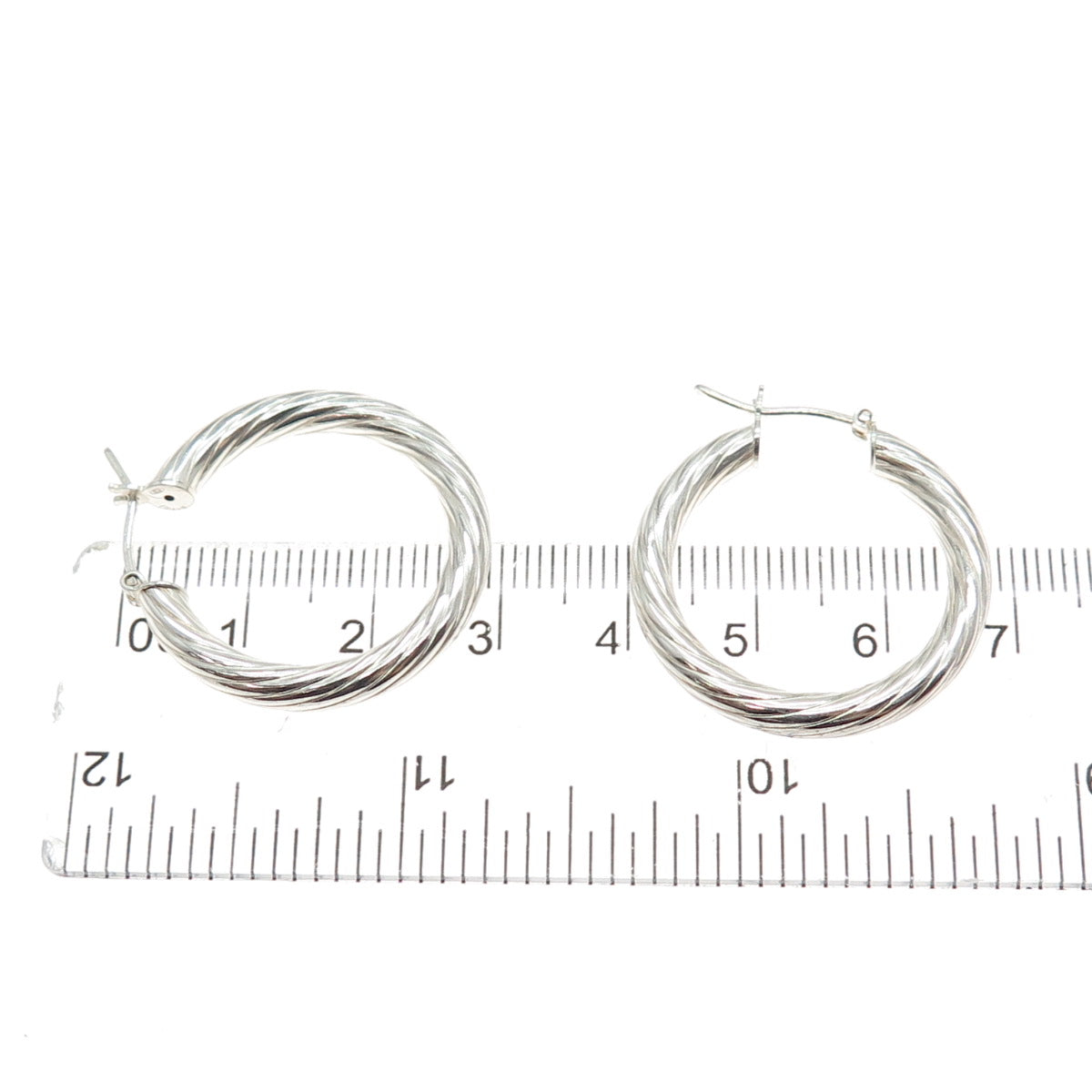 925 Sterling Silver Vintage Italy Modernist Twisted Hoop Earrings