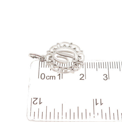 925 Sterling Silver Vintage Letter D Initial Ornate Mini Charm Pendant