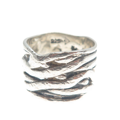 SILPADA 925 Sterling Silver Vintage Real Pearl Modernist Oxidized Ring Size 7.25