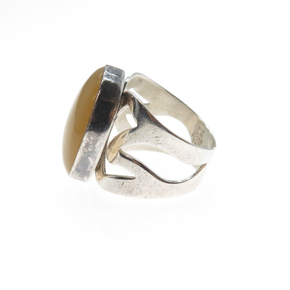 JAY KING Desert Rose Sterling Silver Vintage Real Yellow Chalcedony Ring Size 7