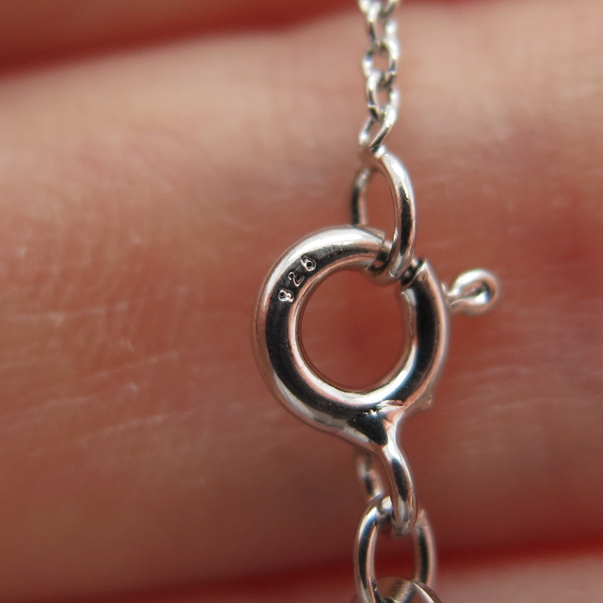 SUN 925 Sterling Silver Real Diamond Heartbeat Cable Chain Necklace 16-18"