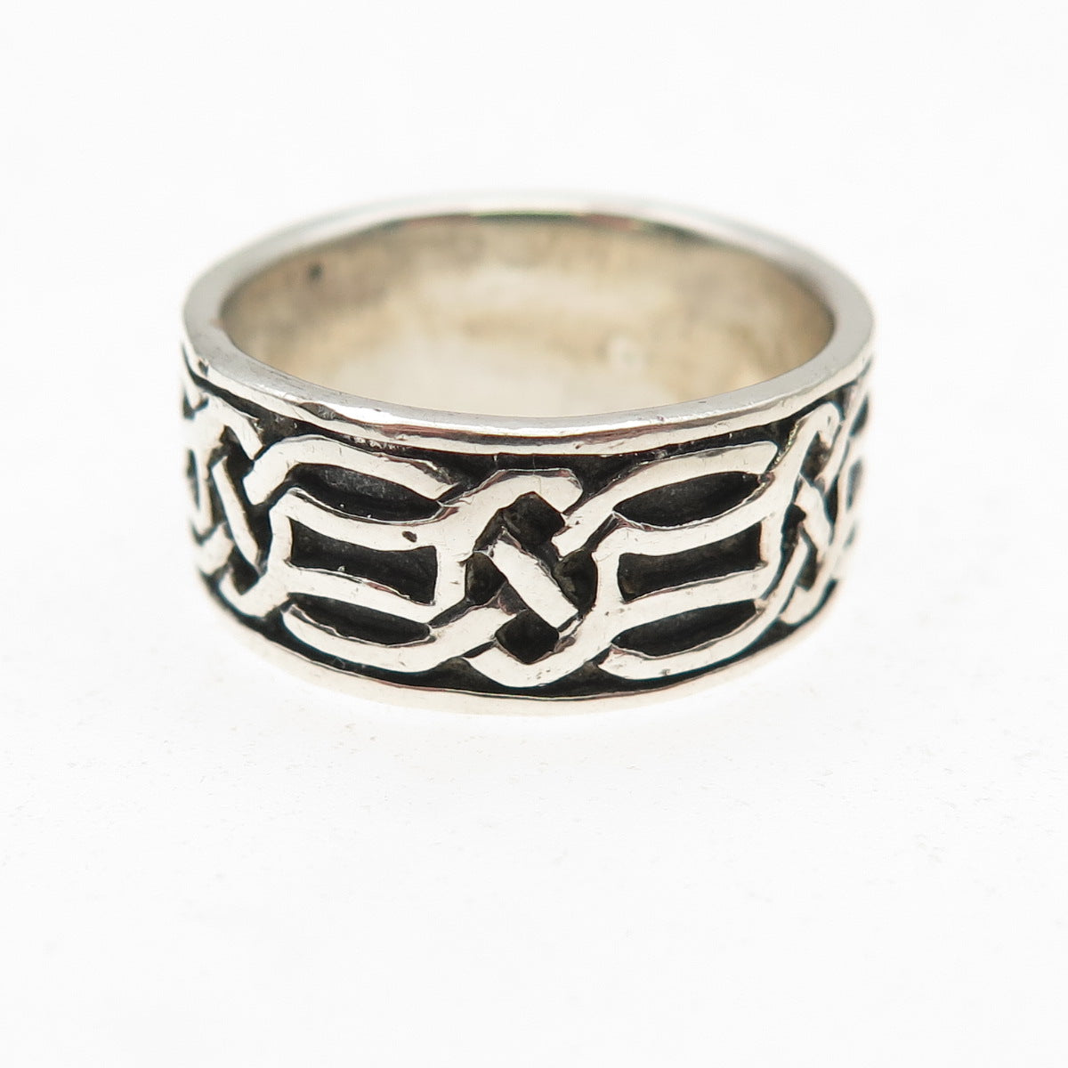 925 Sterling Silver Vintage Celtic Knot Oxidized Band Ring Size 6