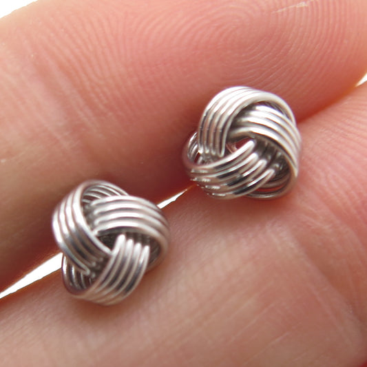 925 Sterling Silver Twisted Knot Stud Earrings