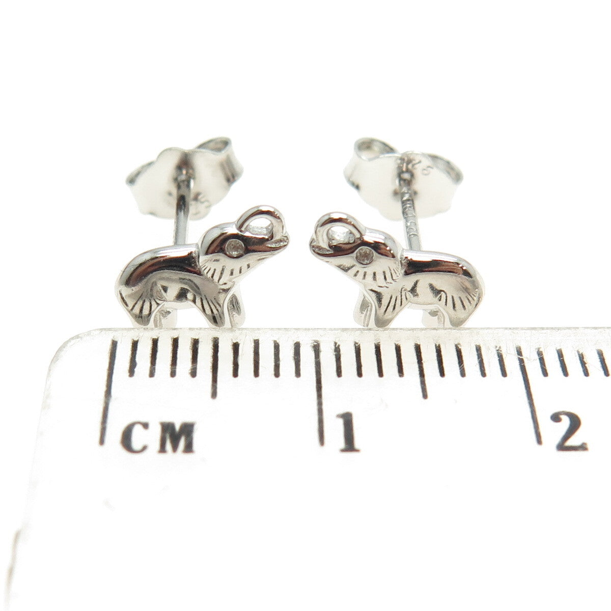 925 Sterling Silver Elephant Stud Earrings