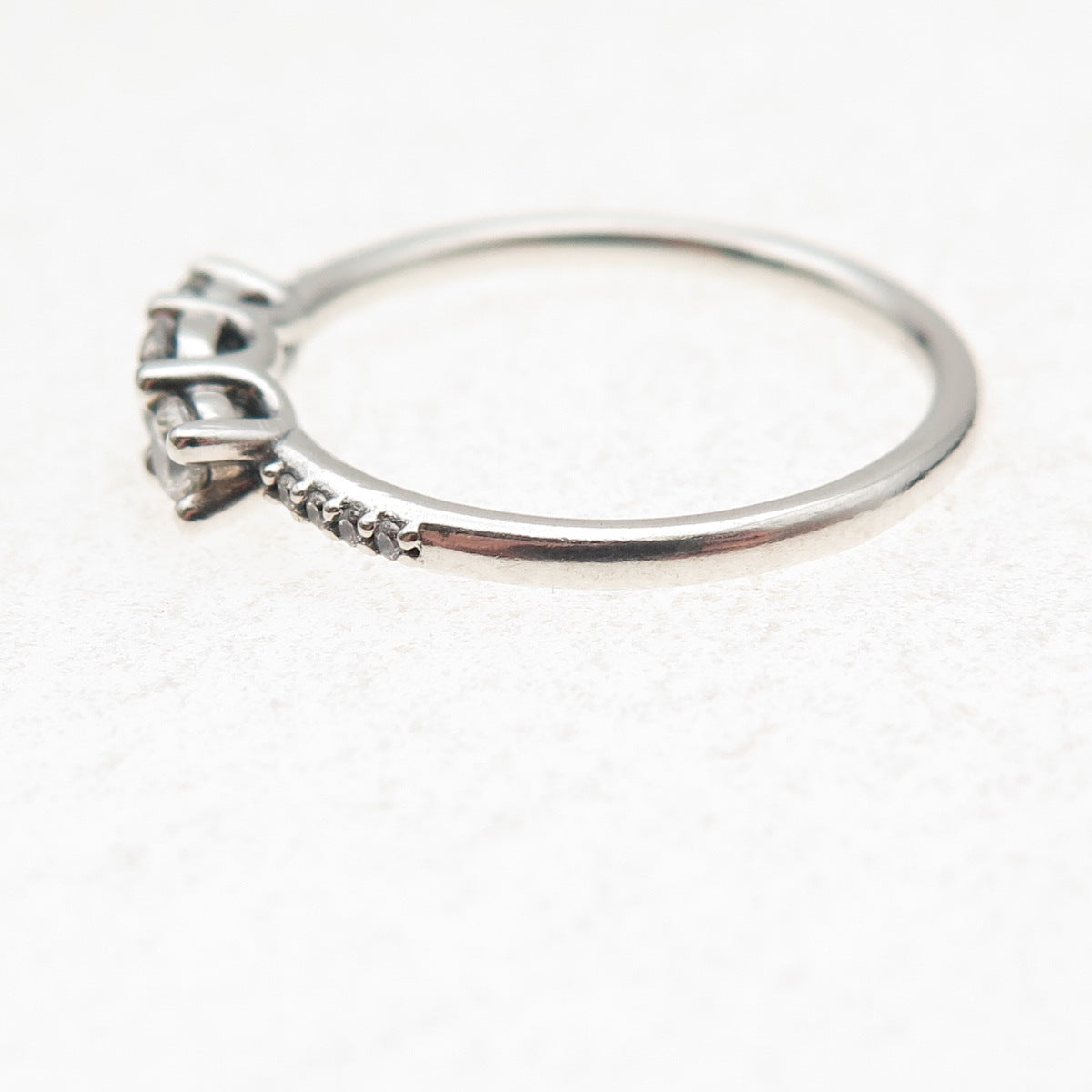 Pandora 925 Sterling Silver Round-Cut C Z Engagement Ring Size 7.5