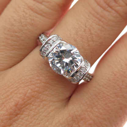 BGE Bradford 925 Sterling Silver Round-Cut C Z Engagement Ring Size 8